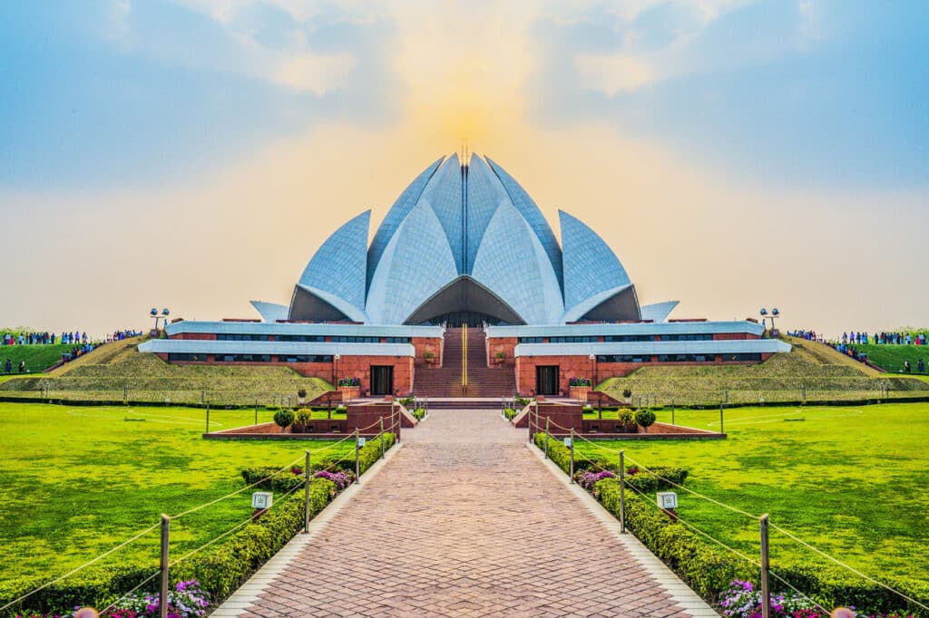 A scenic view of the Taj Mahal in Agra, near Delhi.