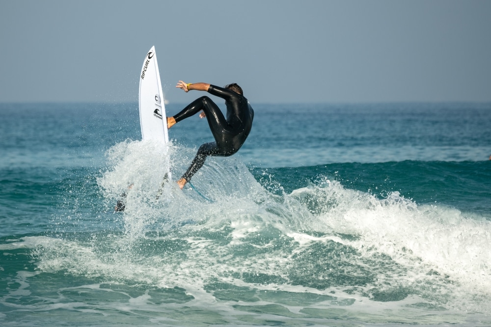 Person surfing a wave.